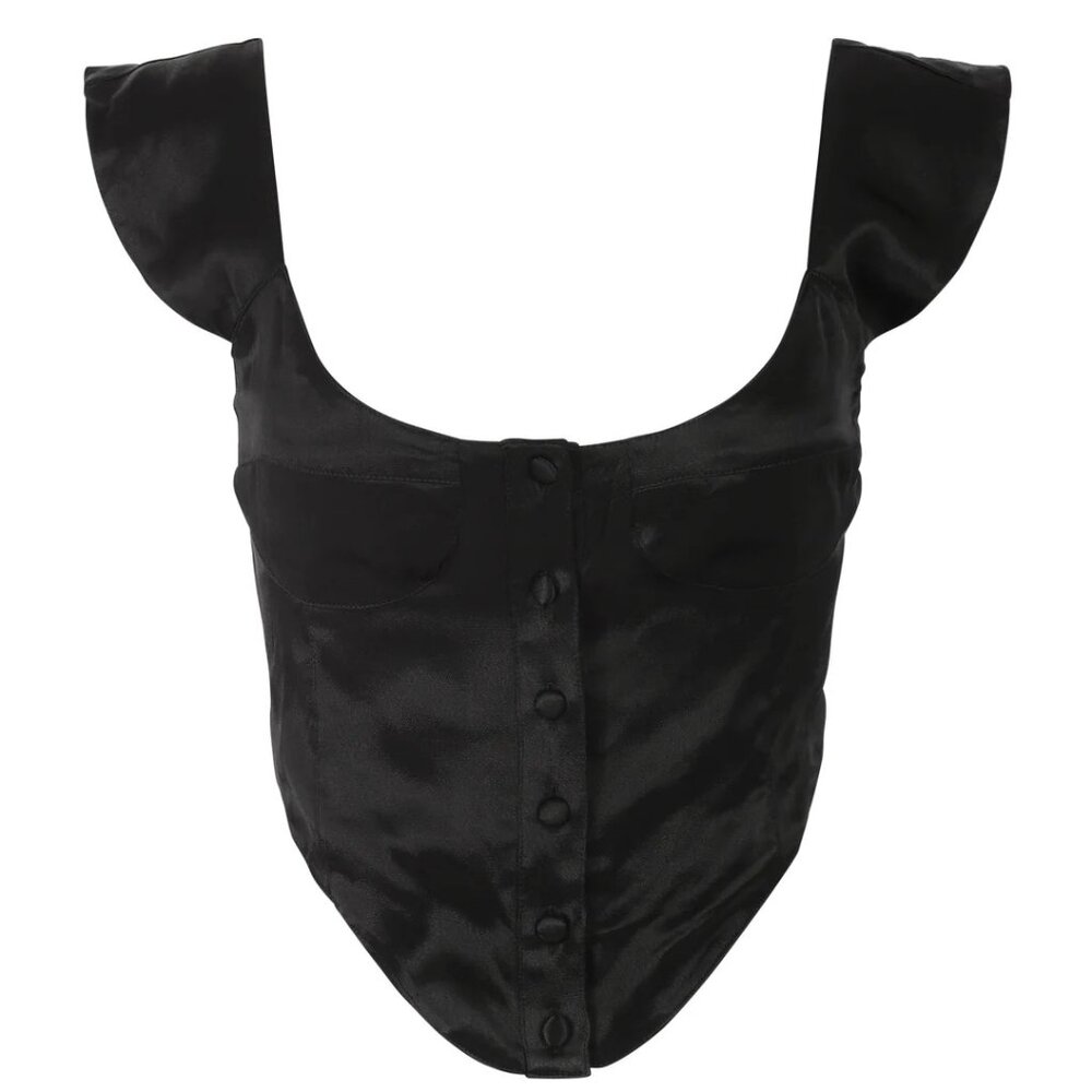 NWT Vanessa Mooney Heather Top Black Satin Size Small